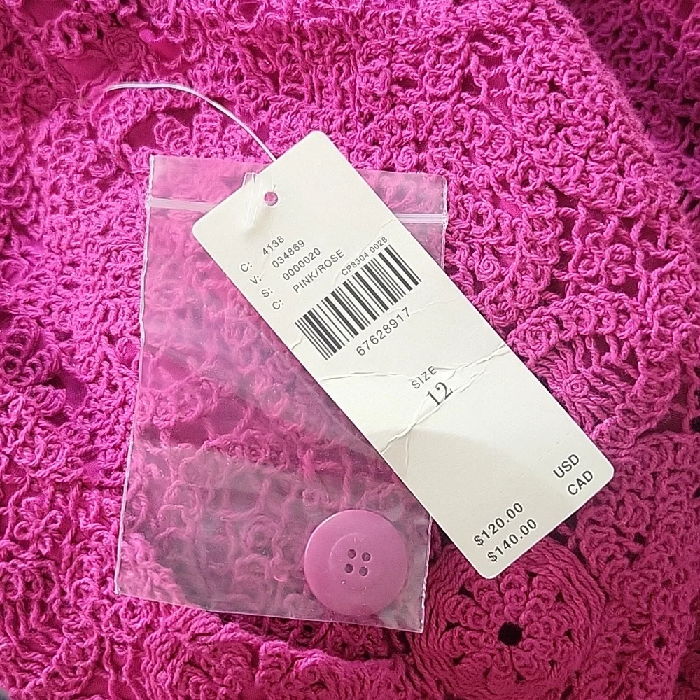 NWT Anthropologie × Maeve Eyelet Lace Crochet High Rise Shorts Fuschia Pink 12